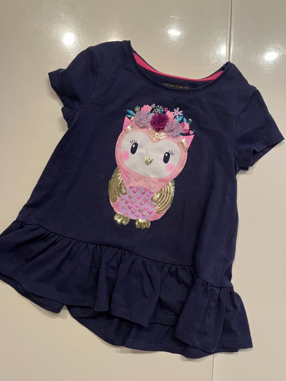Cynthia Rowley Girls Dress with an Owl and Sequins - Size Medium  (5/6)